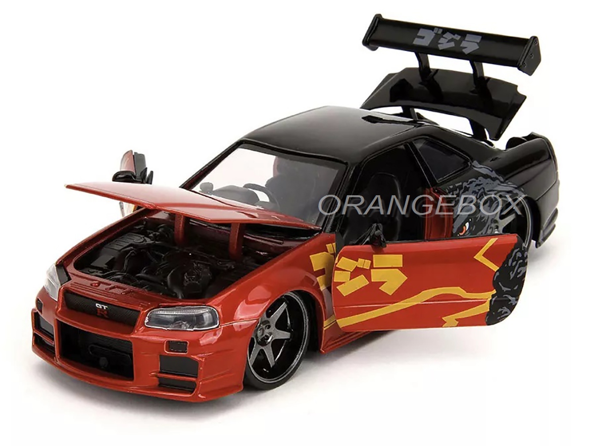1/24ジェィダトイズ⭐️NISSAN  skyline✨日産GT−R✨カスタム‼️ Nissan Skyline GT-R R34 2002 Godzilla vs Destoroyah 1:24 Jada Toys
