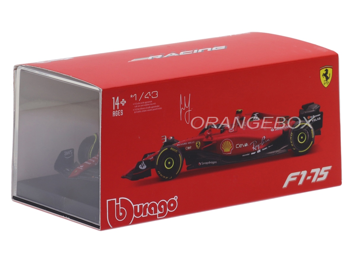 F1 Ferrari F1-75 Scuderia 2022 Carlos Sainz 1:43 Bburago + Display