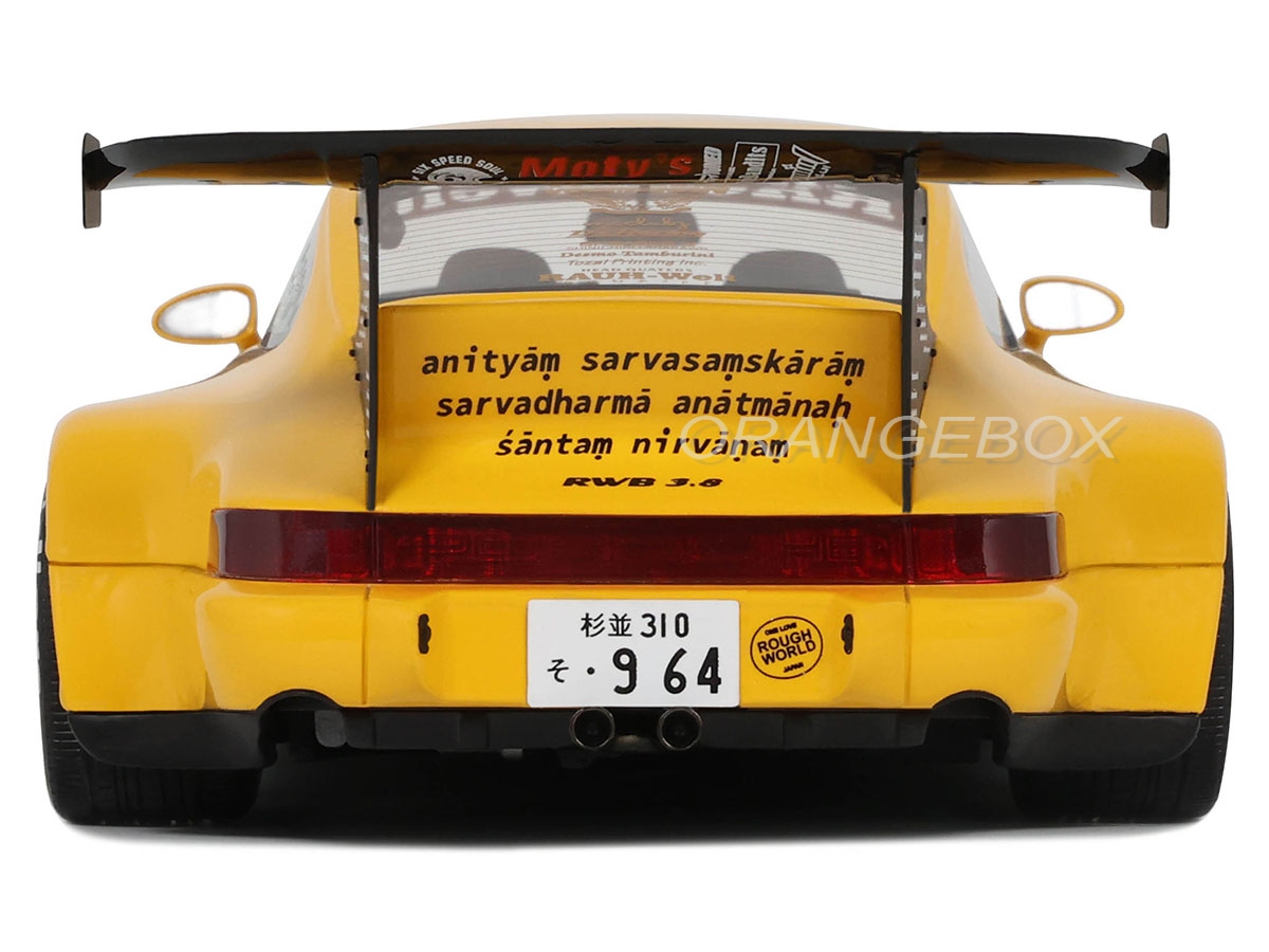 Porsche 911 964 RWB QEEMA 2023 1:18 GT Spirit Amarelo - 20 anos