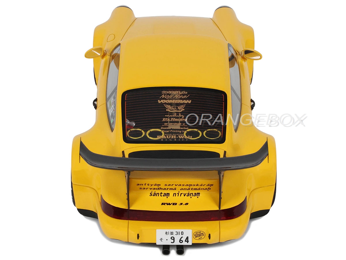 Porsche 911 964 RWB QEEMA 2023 1:18 GT Spirit Amarelo - 20 anos