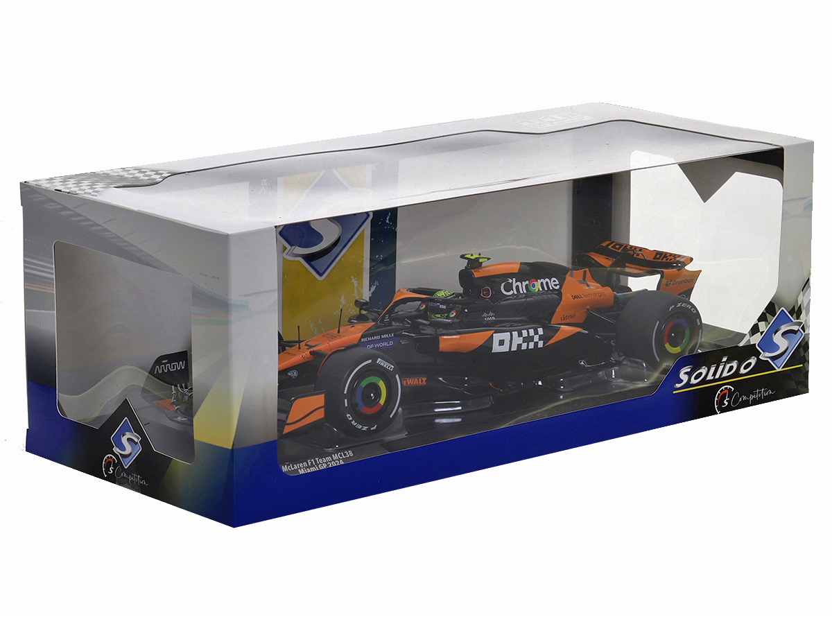 Fórmula 1 McLaren MCL38 Lando Norris GP Miami 2024 1:18 Solido