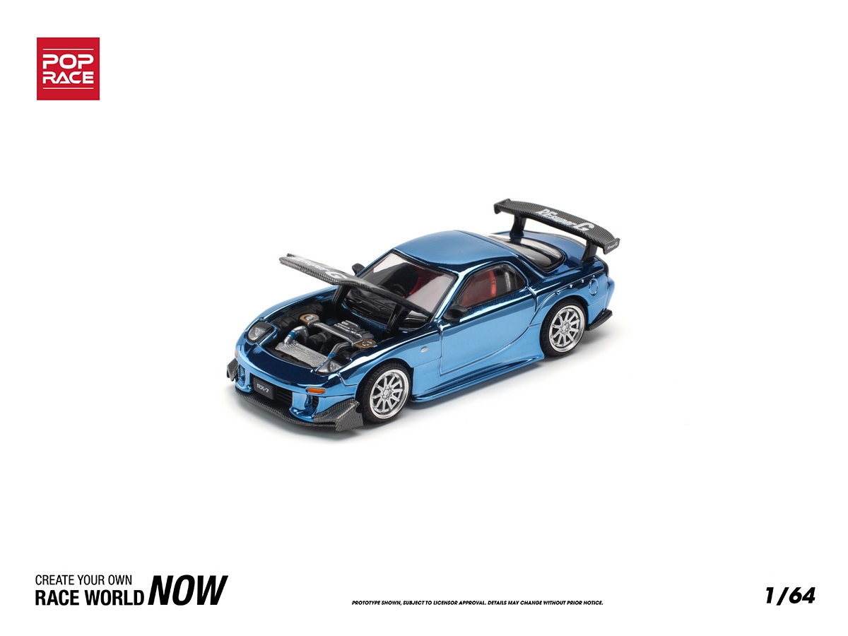 Mazda RX7 RE Amemiya Widebody 1:64 POP RACE Azul - 20 anos! Loja