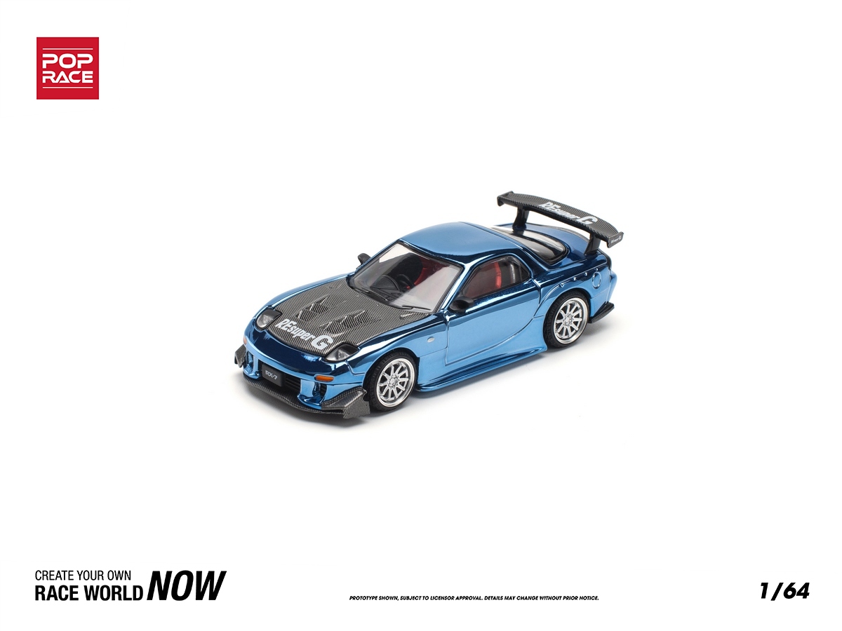 Mazda RX7 RE Amemiya Widebody 1:64 POP RACE Azul - 19 anos! Loja