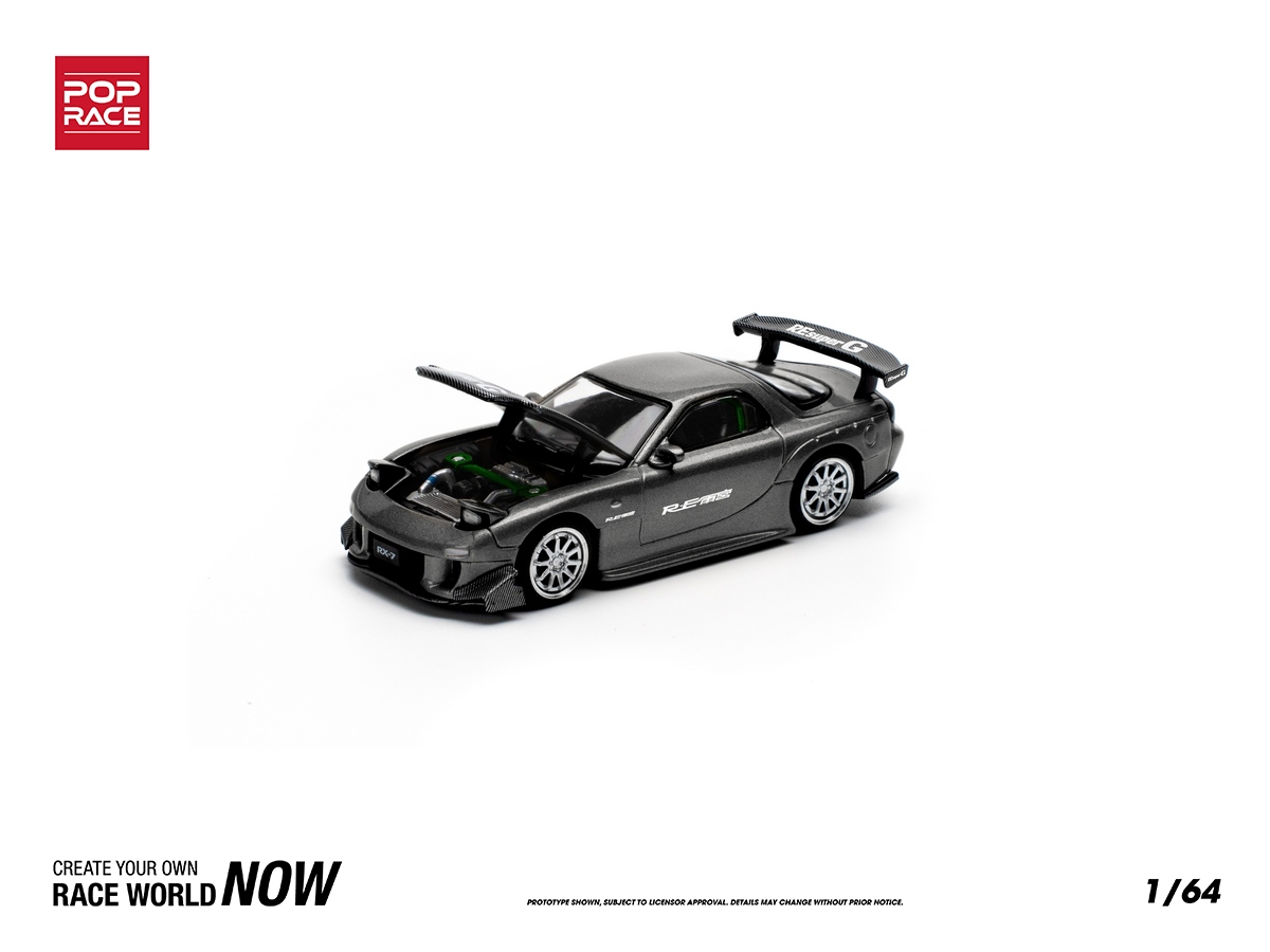 Mazda RX7 RE Amemiya Widebody 1:64 POP RACE Cinza - 20 anos! Loja