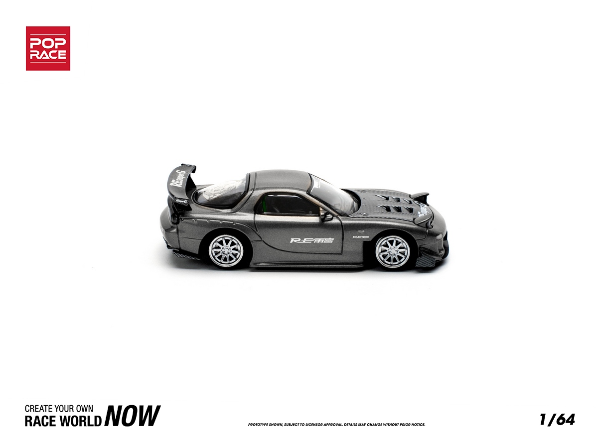 Mazda RX7 RE Amemiya Widebody 1:64 POP RACE Cinza - 20 anos! Loja