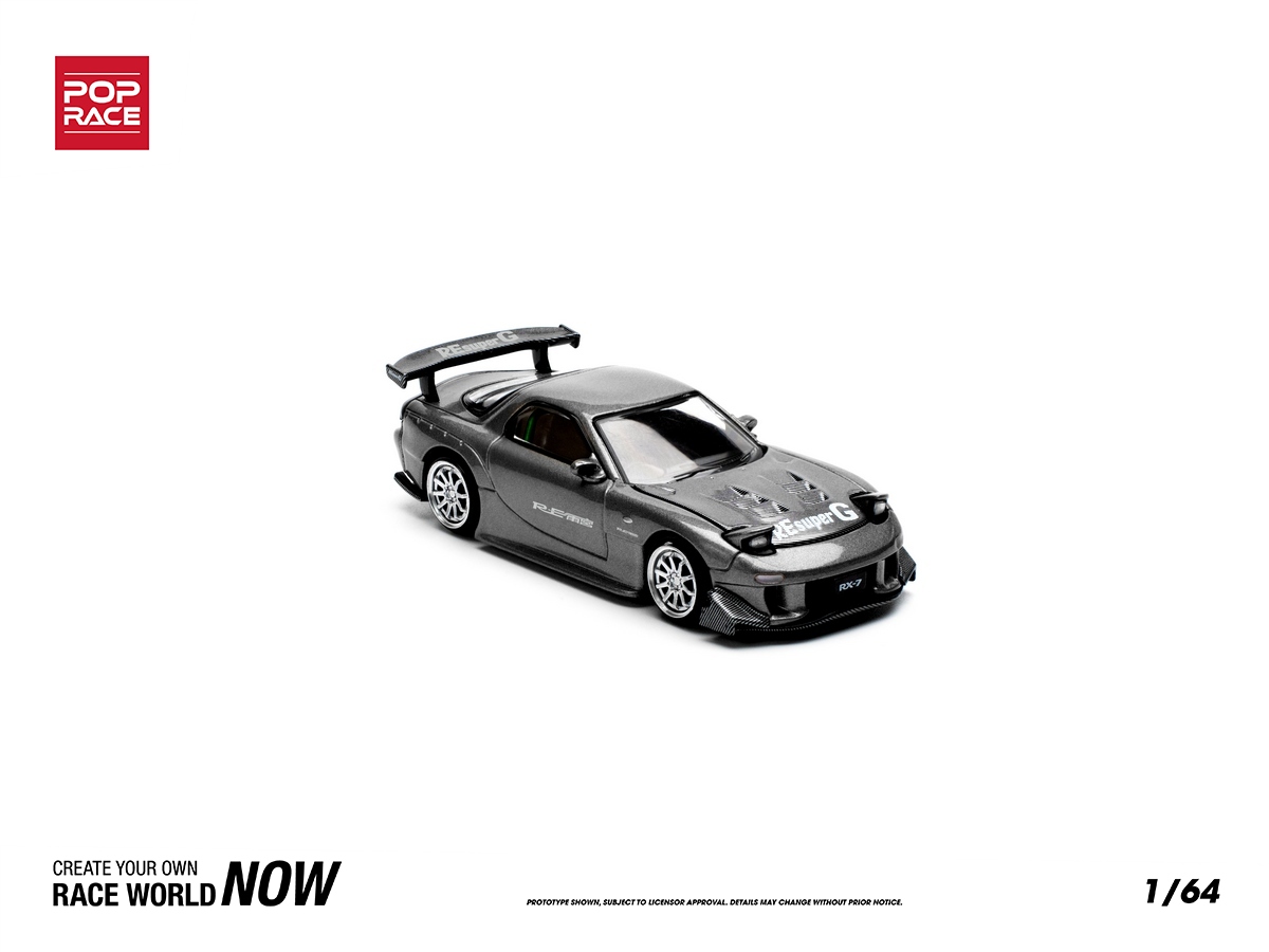 アメニヤ RX-7 2003 ミニカー 1/64 Mazda RX7 RE Amemiya Widebody 1:64 POP RACE Cinza - 20 anos! Loja