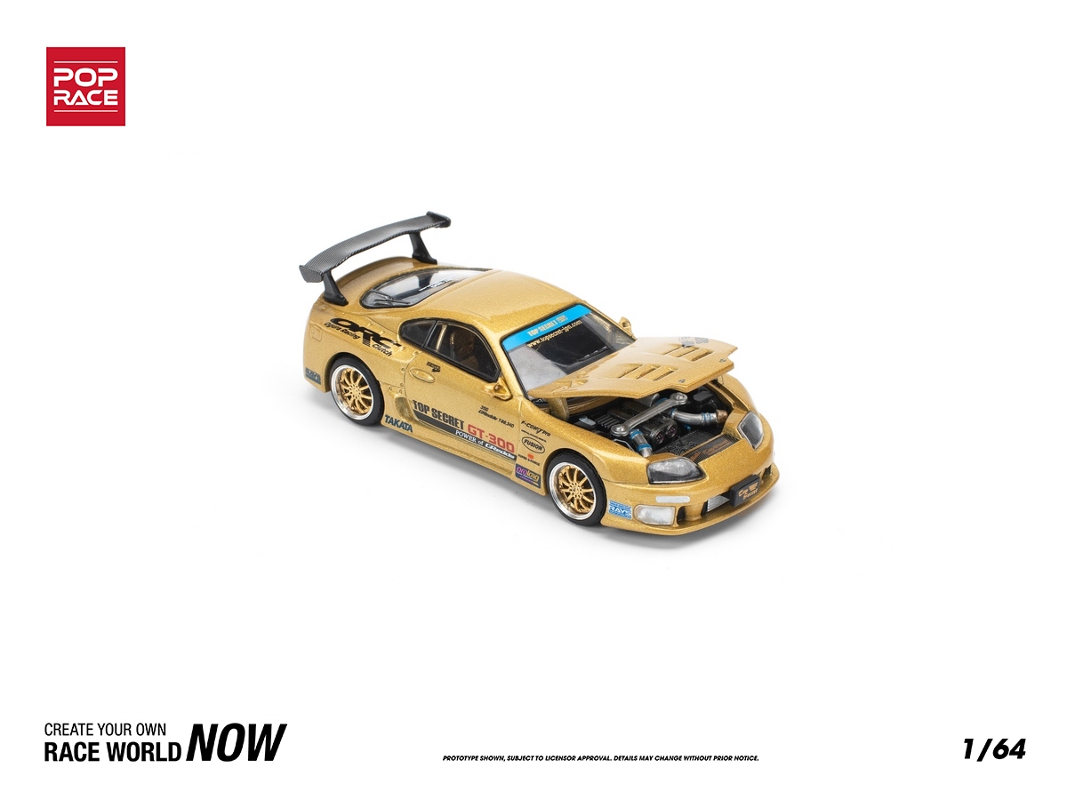 1/64 「BMC＆POPRACE」トップシークレット GT300 スープラ Toyota Supra Top Secret GT300 Gold 1:64 POP RACE - 19 anos