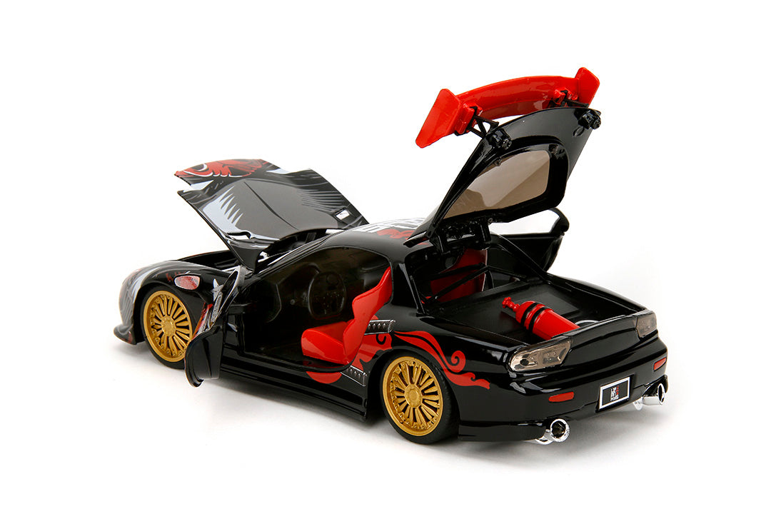 Mazda RX-7 1993 Lab Monkeys + Figura Saru 1:24 Jada Toys - 20 anos