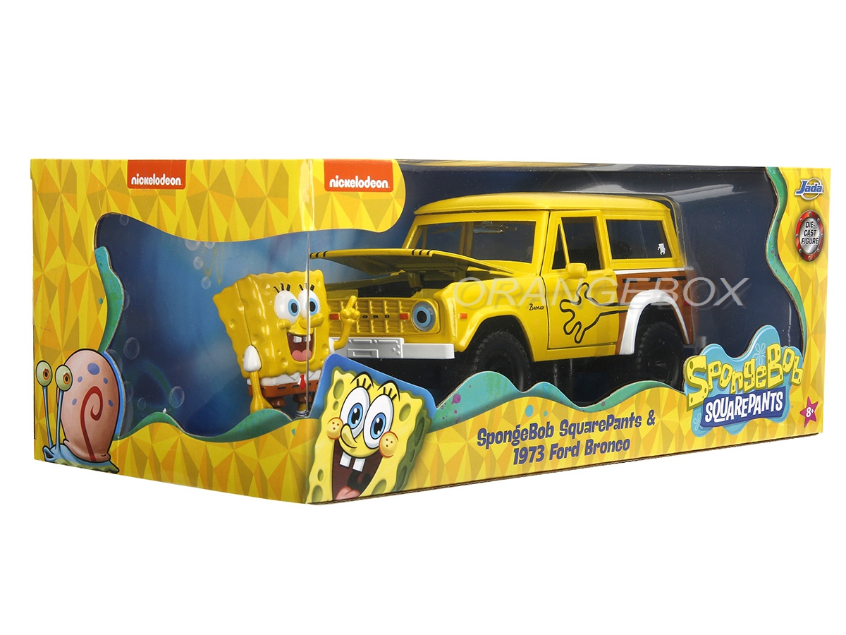 Ford Bronco 1973 + Figura Bob Esponja 1:24 Jada Toys - 20 anos