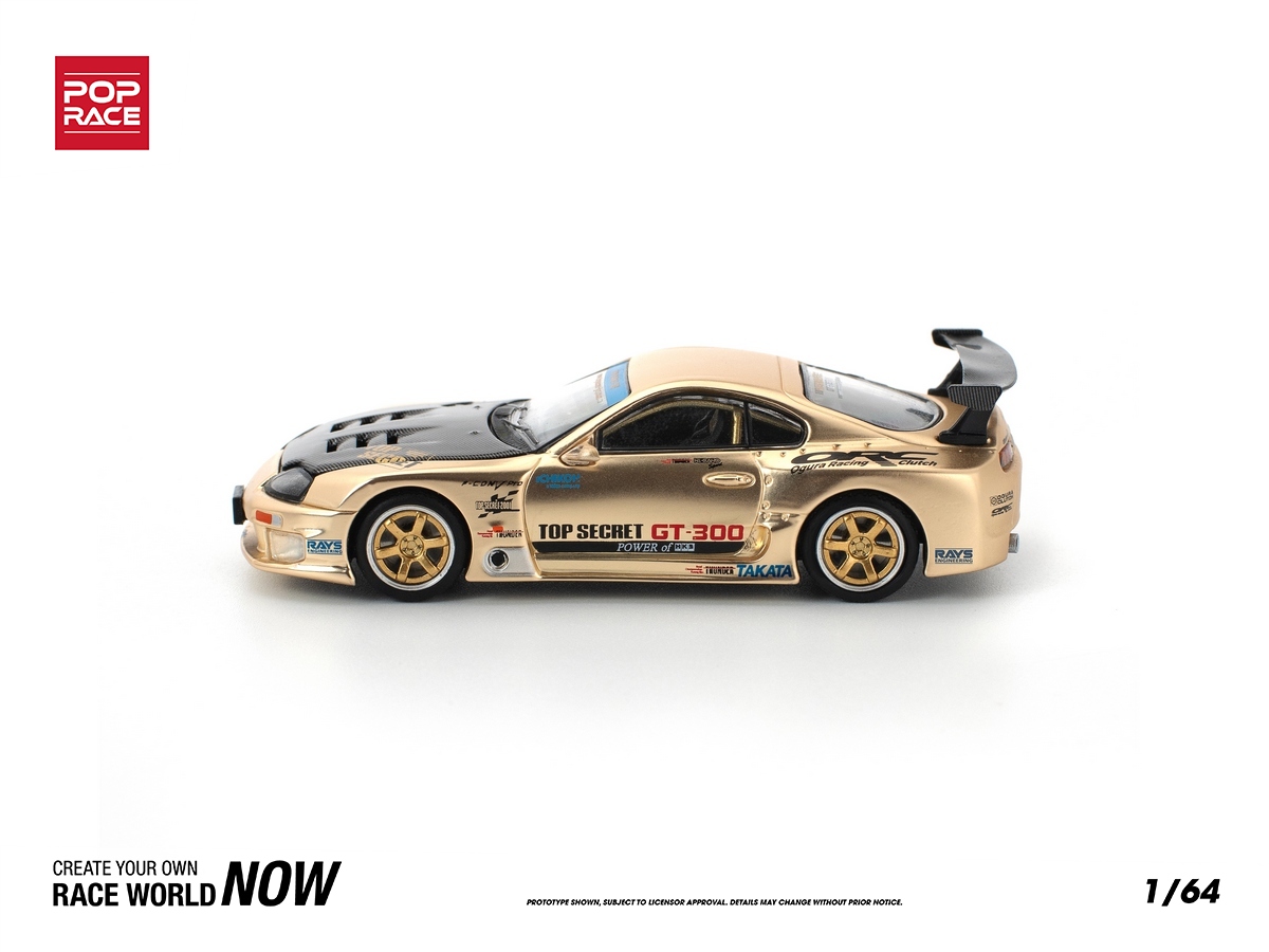 Toyota Supra GT300 TOP SECRET Chrome Gold 1:64 POP RACE - 20 anos
