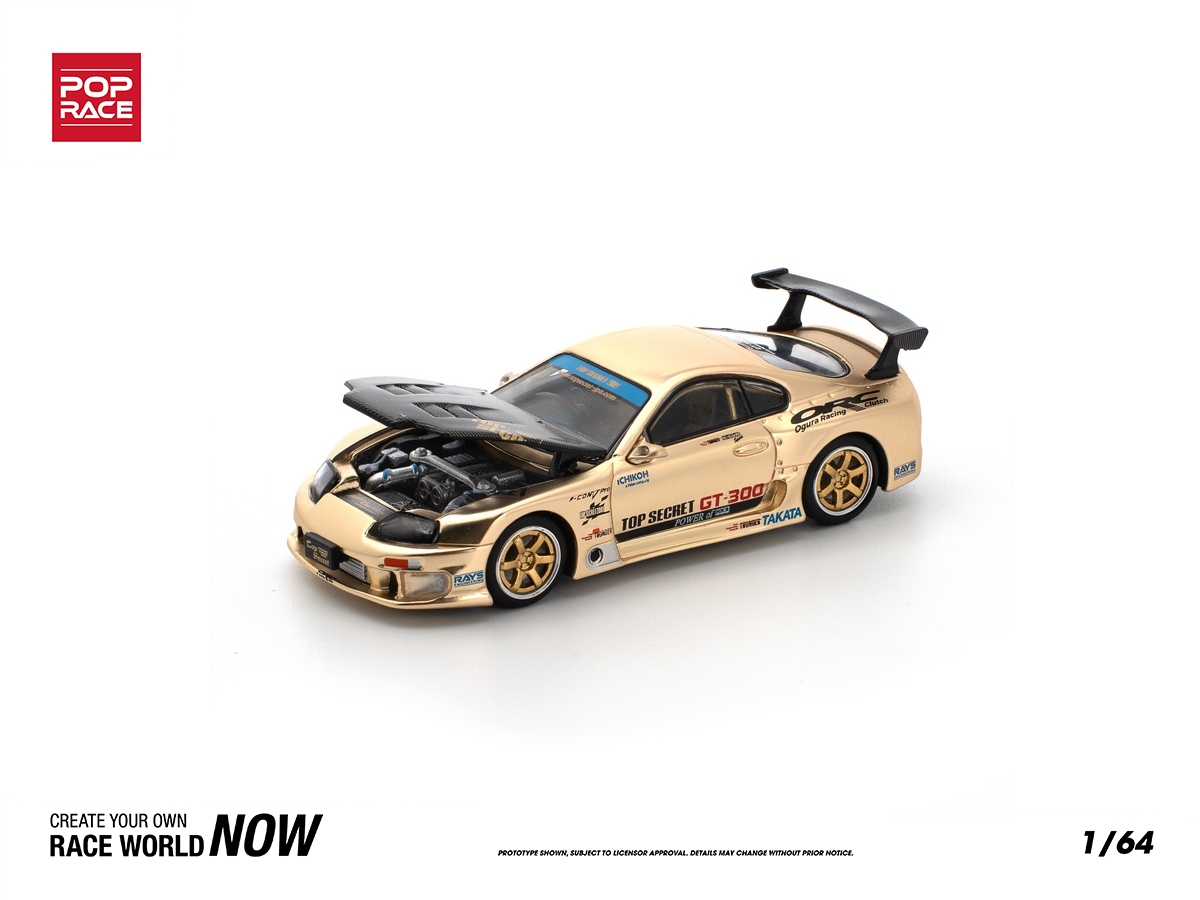 Toyota Supra GT300 TOP SECRET Chrome Gold 1:64 POP RACE - 20 anos
