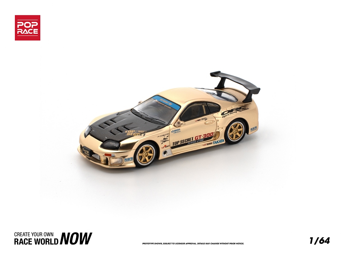 ミニカー MINIGT Toyota Supra GT300 Gold Chrome Toyota Supra GT300 TOP SECRET Chrome Gold 1:64 POP RACE - 20 anos