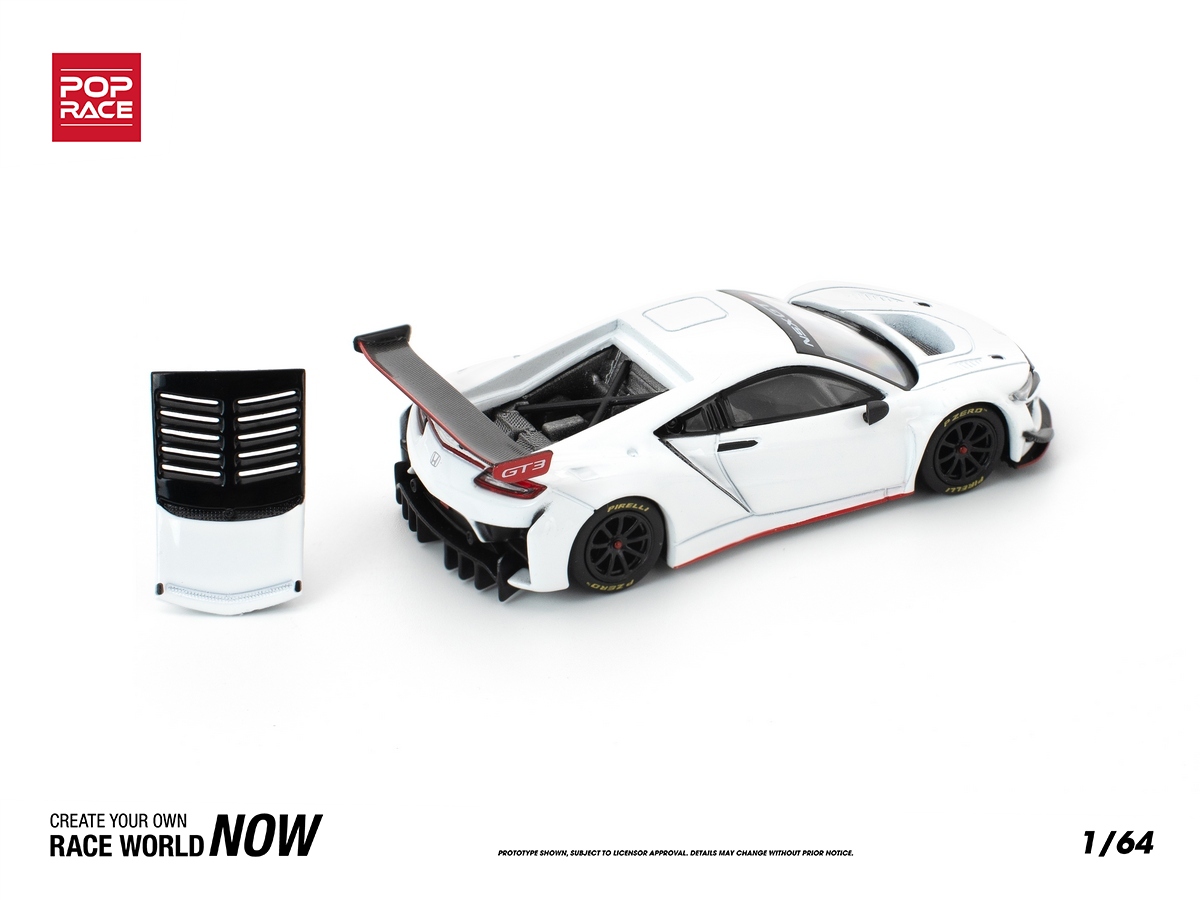 Honda NSX GT3 EVO22 1:64 POP RACE Branco - 20 anos! Loja on-line