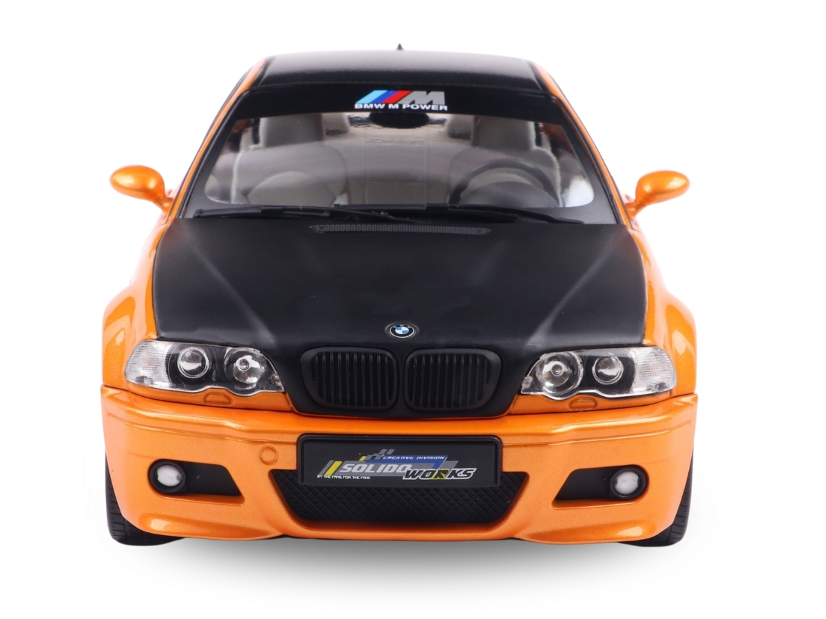 BMW E46 M3 Coupe Solido Works 2000 1:18 Solido Laranja - 19 anos