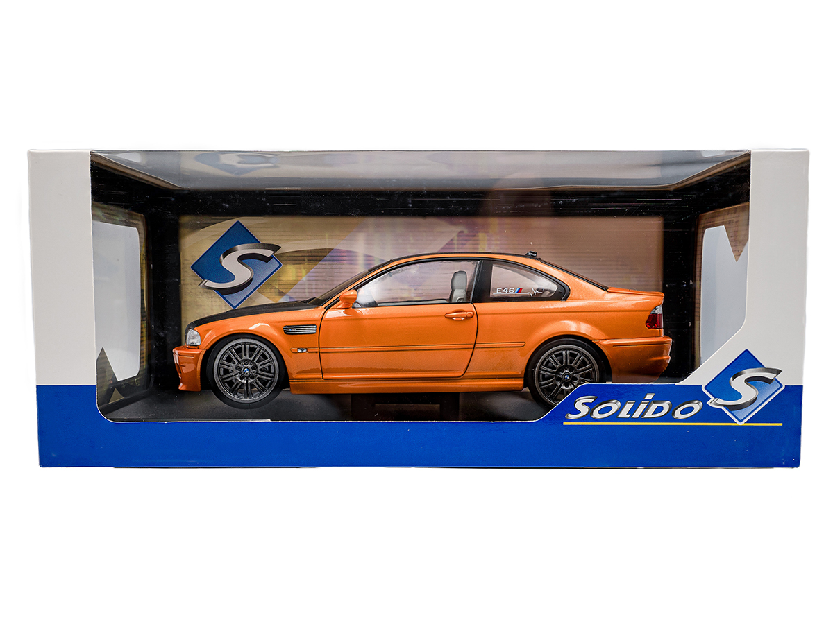 BMW E46 M3 Coupe Solido Works 2000 1:18 Solido Laranja - 20 anos