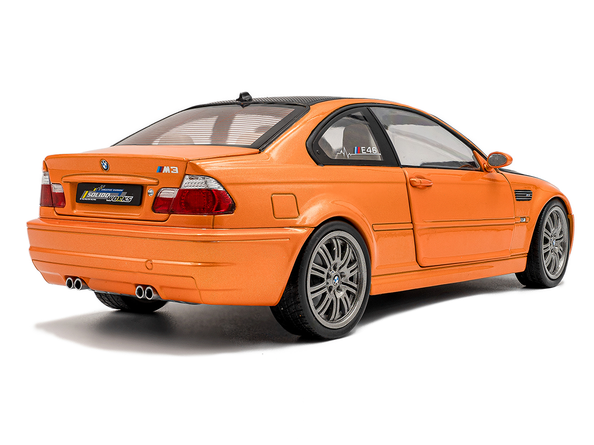 BMW E46 M3 Coupe Solido Works 2000 1:18 Solido Laranja - 20 anos