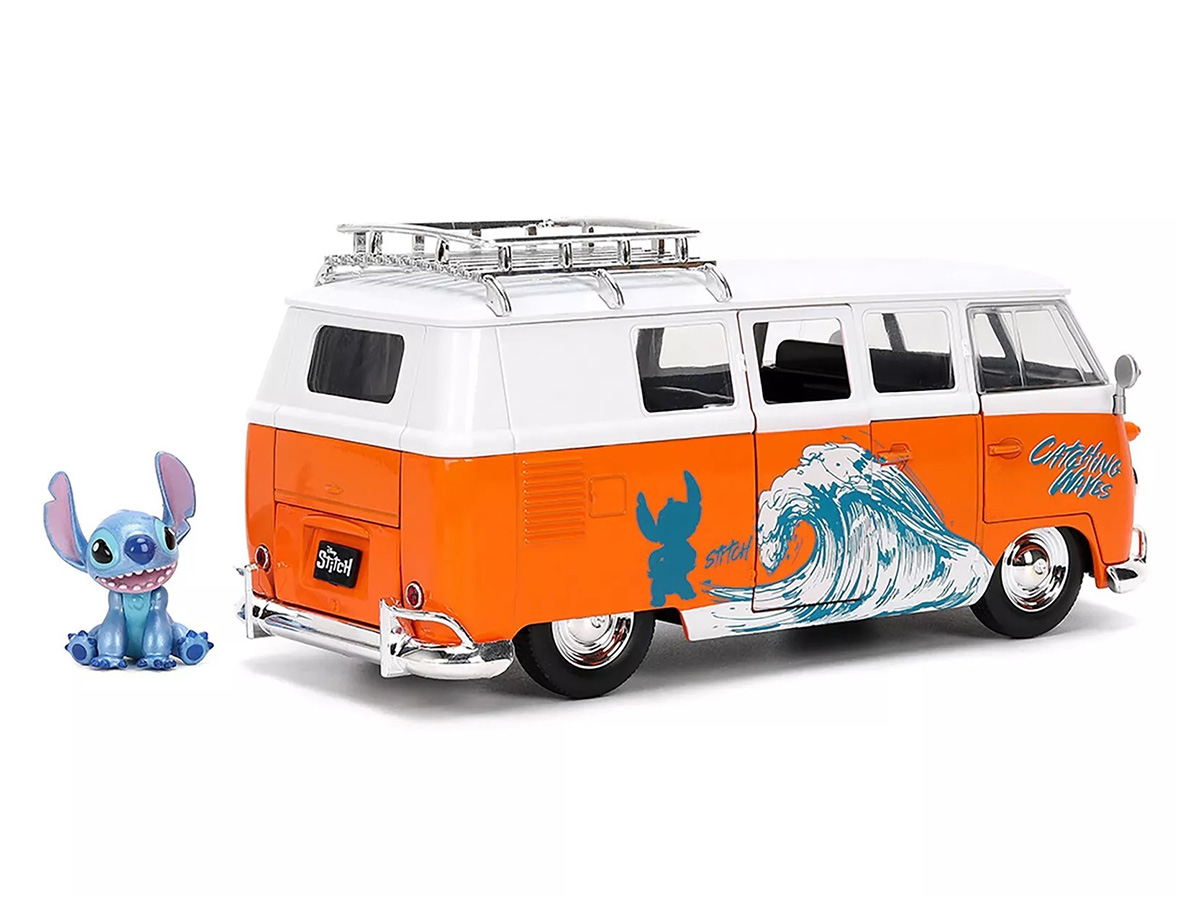 Volkswagen Kombi 1961 + Figura Stitch 1:24 Jada Toys Laranja - 20