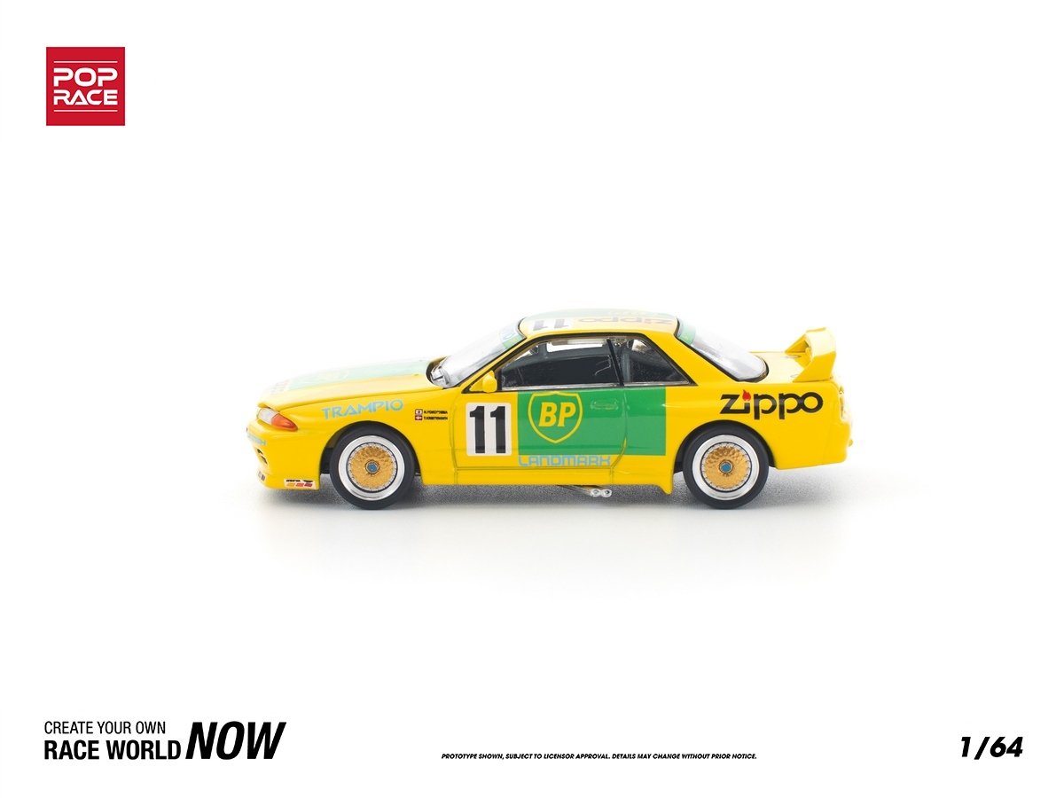 Nissan GT-R R32 JTC Group A 1992 1:64 POP RACE Amarelo - 19 anos