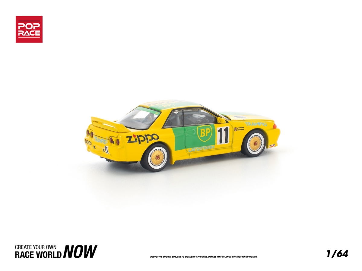 Nissan GT-R R32 JTC Group A 1992 1:64 POP RACE Amarelo - 19 anos