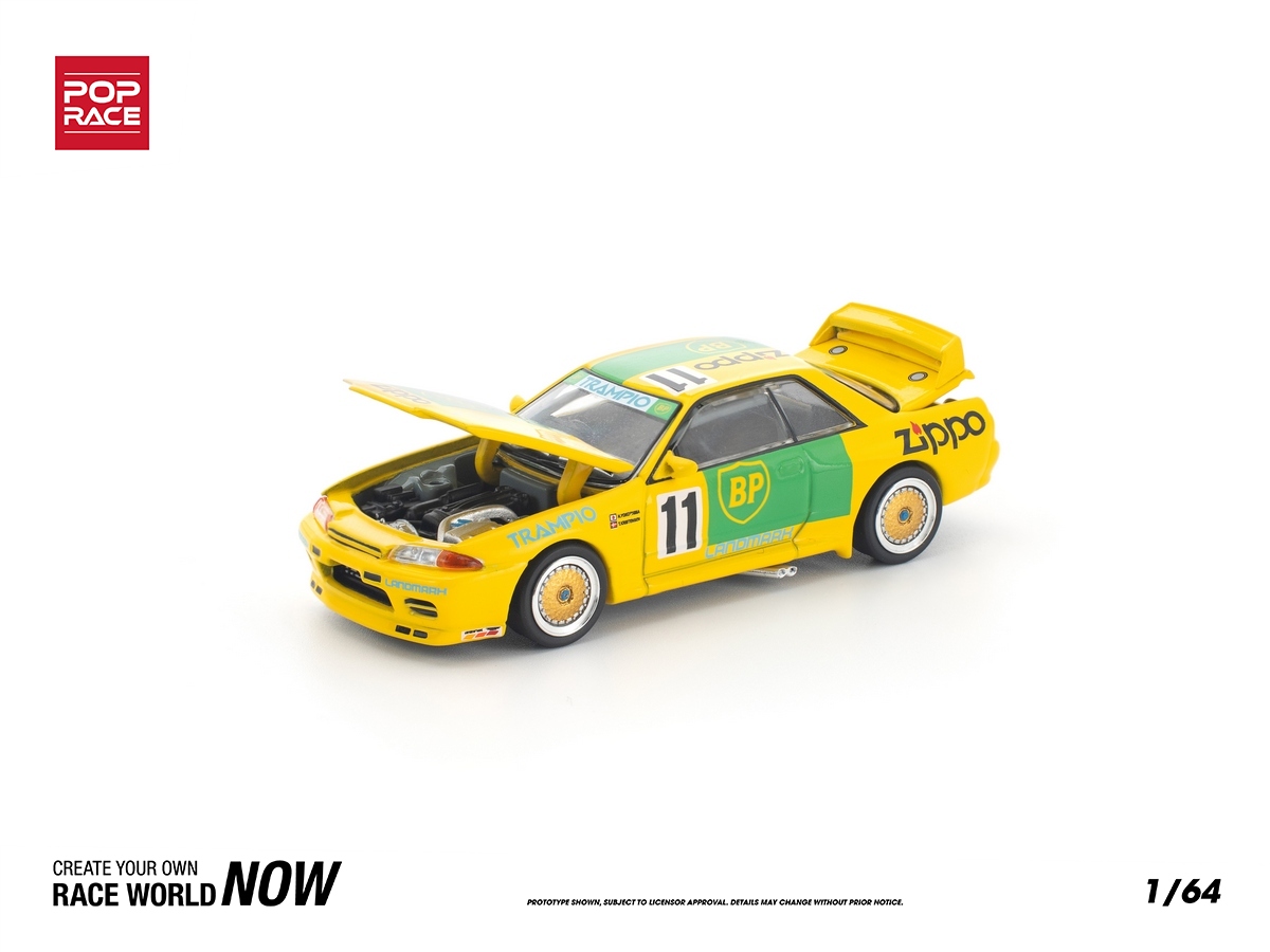 Nissan GT-R R32 JTC Group A 1992 1:64 POP RACE Amarelo - 20 anos