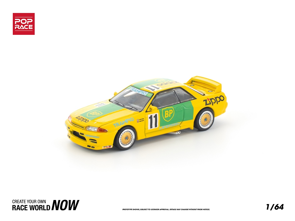 Nissan GT-R R32 JTC Group A 1992 1:64 POP RACE Amarelo - 19 anos