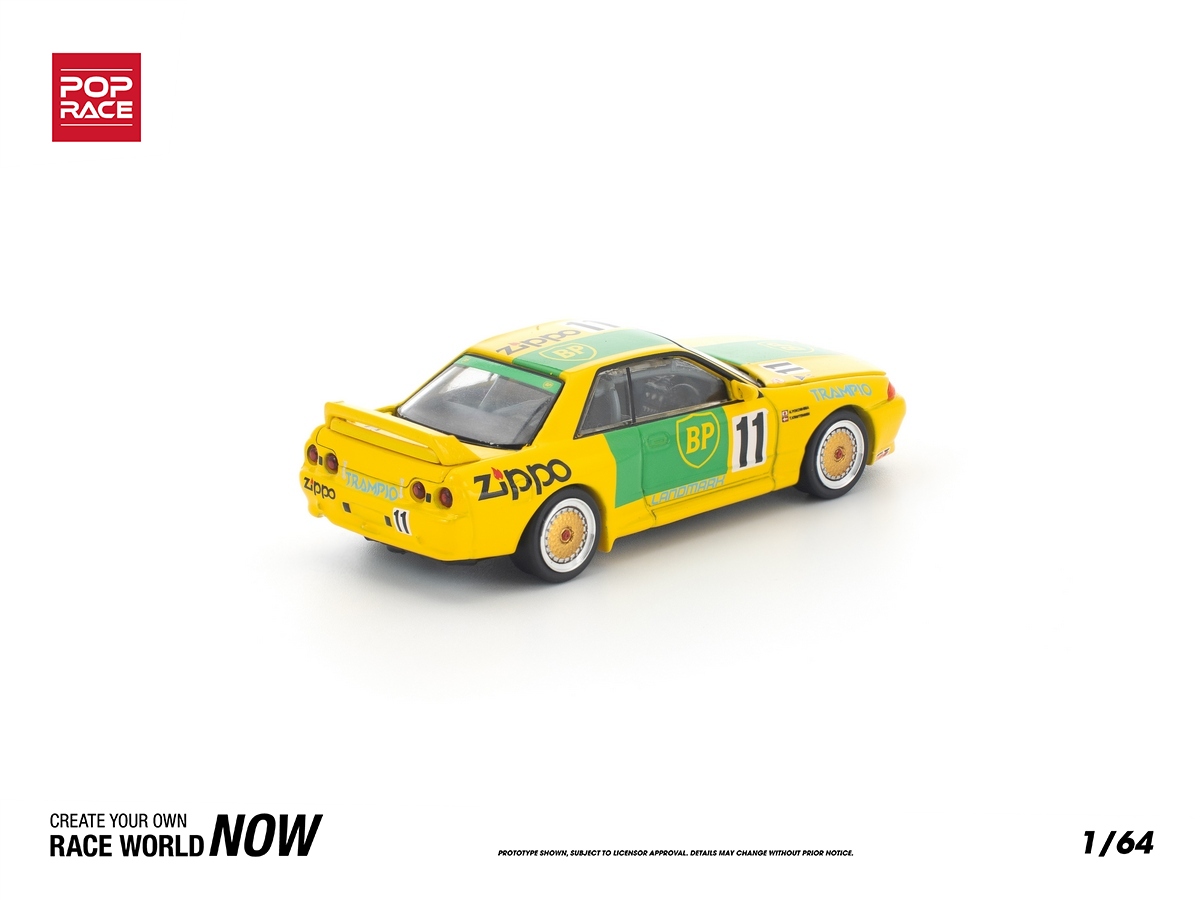 Nissan GT-R R32 JTC Group A 1992 1:64 POP RACE Amarelo - 19 anos