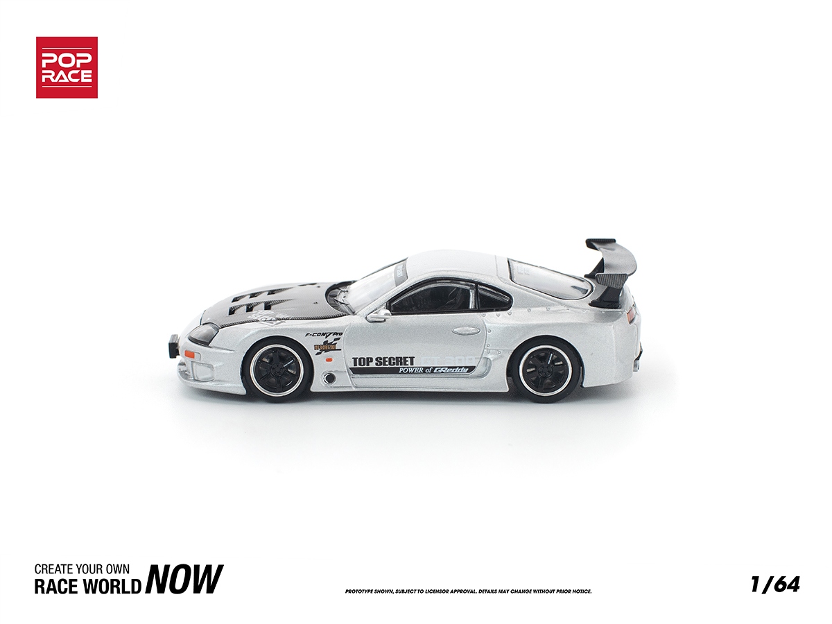 Toyota Supra GT300 TOP SECRET 1:64 POP RACE Prata - 19 anos! Loja