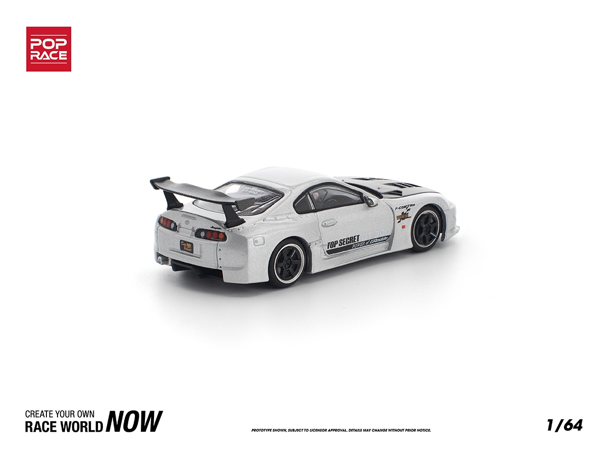 Toyota Supra GT300 TOP SECRET 1:64 POP RACE Prata - 19 anos! Loja