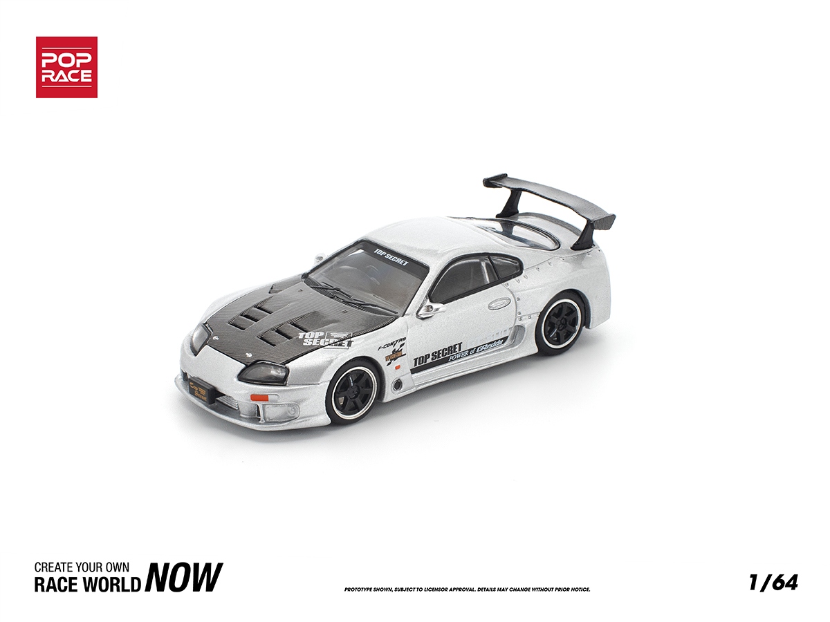 Toyota Supra GT300 TOP SECRET 1:64 POP RACE Prata - 20 anos! Loja
