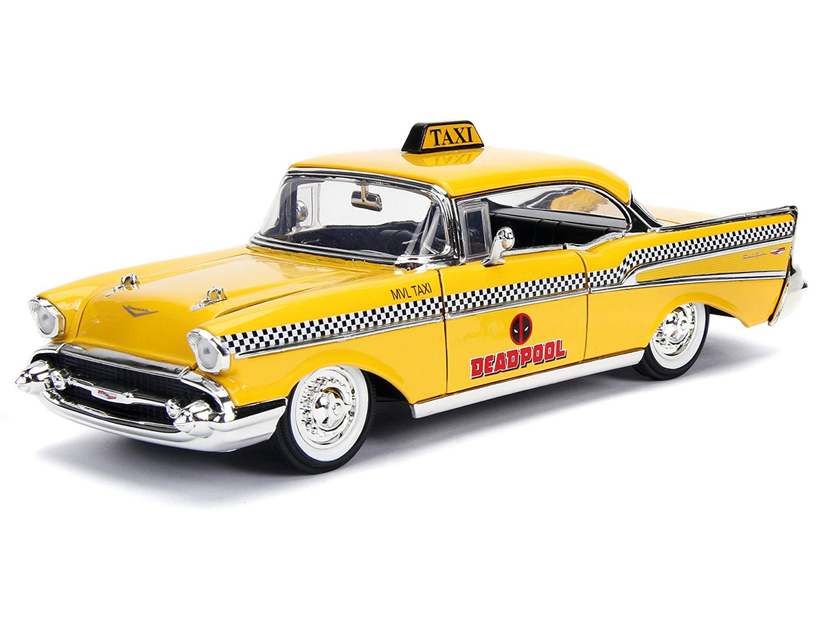 Chevrolet Bel Air 1957 Taxi + Deadpool Diecast Marvel Jada Toys 1
