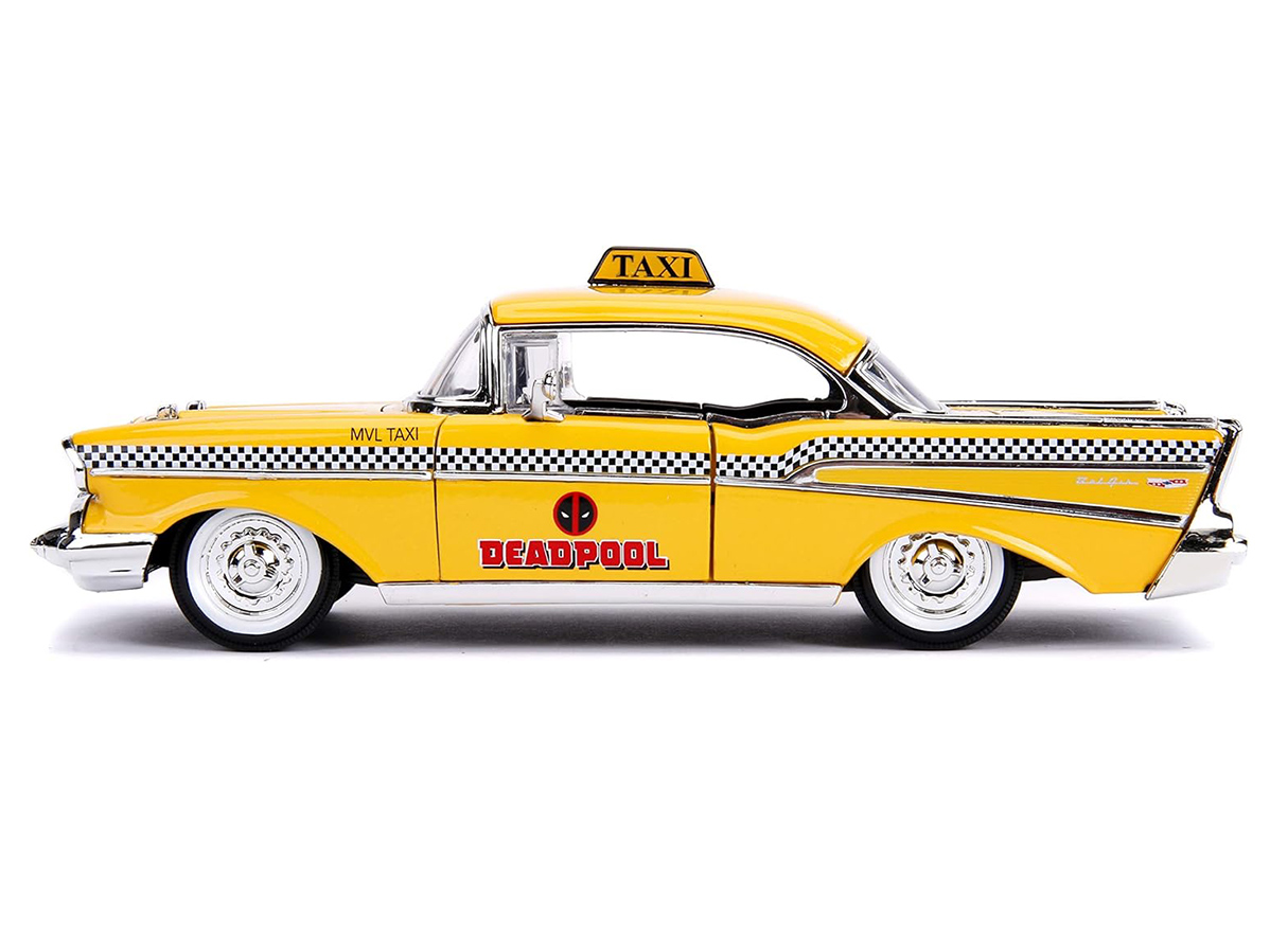 Chevrolet Bel Air 1957 Taxi + Deadpool Diecast Marvel Jada Toys 1
