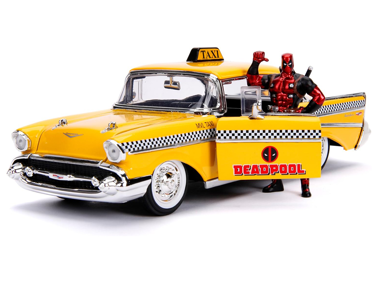 Chevrolet Bel Air 1957 Taxi + Deadpool Diecast Marvel Jada Toys 1