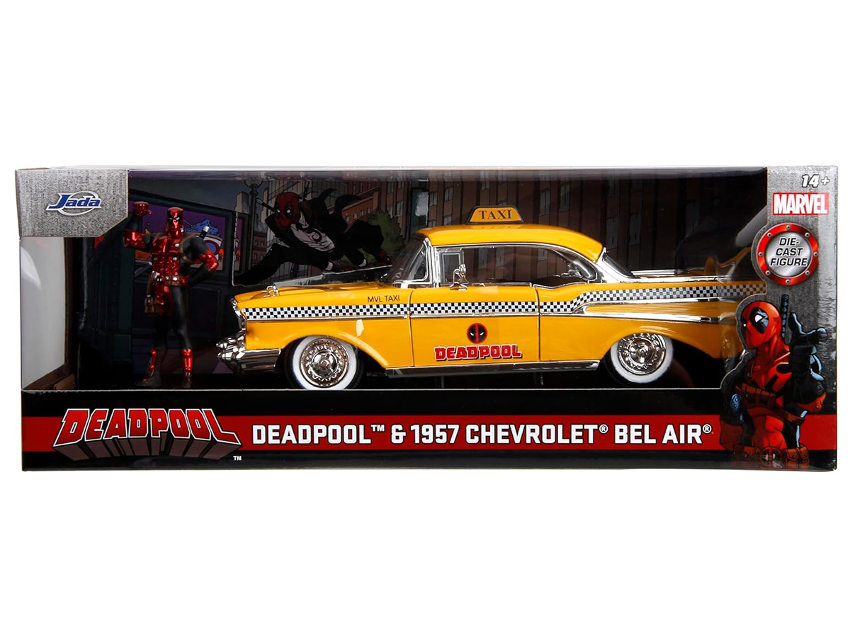 Chevrolet Bel Air 1957 Taxi + Deadpool Diecast Marvel Jada Toys 1