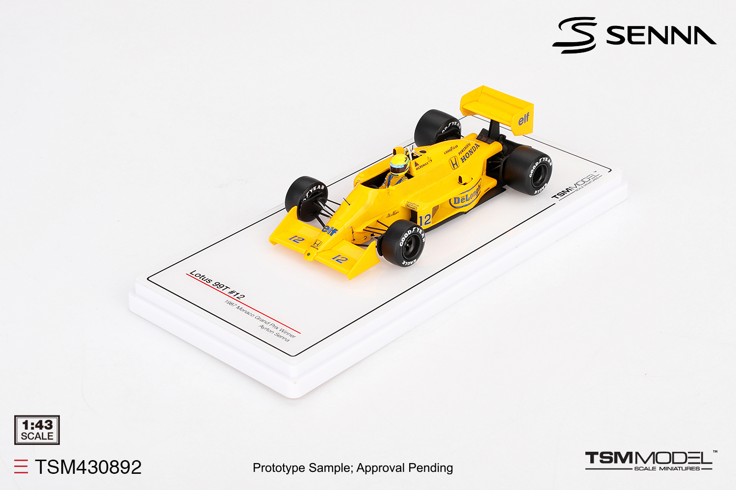 Lotus 99T #12 Ayrton Senna 1987 Vencedor GP Monaco 1987 1:43 TSM