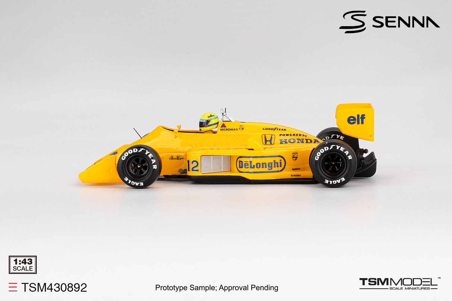 True Scale Model 1/43 ロータス ホンダ LOTUS 99T Lotus 99T #12 Ayrton Senna 1987 Vencedor GP Monaco 1987 1:43 TSM