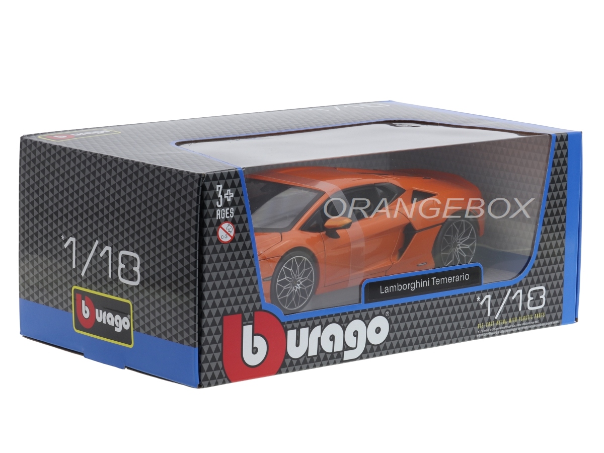 burago Lamborghini ミニカーセット 1/18 Lamborghini Temerario 1:18 Bburago Laranja - 20 anos! Loja on-line