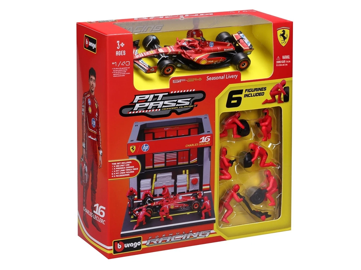 Fórmula 1 Pit Stop Ferrari SF24 Charles Leclerc 2024 1:43 Bburago
