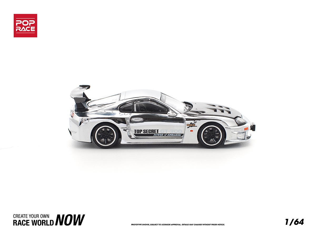 Toyota Supra GT300 TOP SECRET 1:64 POP RACE Chrome - 20 anos! Loja