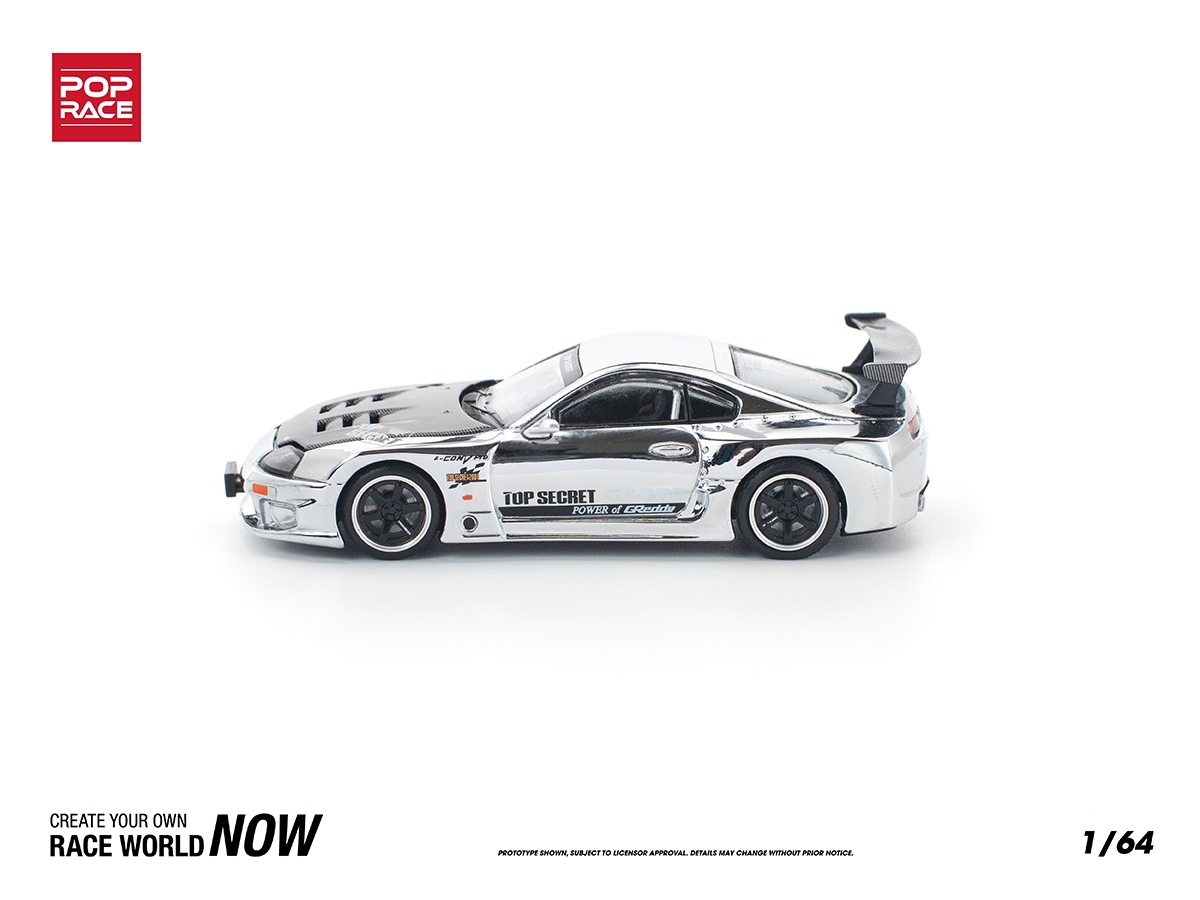 Toyota Supra GT300 TOP SECRET 1:64 POP RACE Chrome - 20 anos! Loja