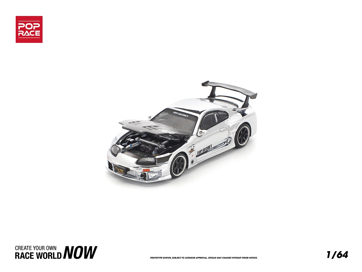 Toyota Supra GT300 TOP SECRET 1:64 POP RACE Chrome - 20 anos! Loja