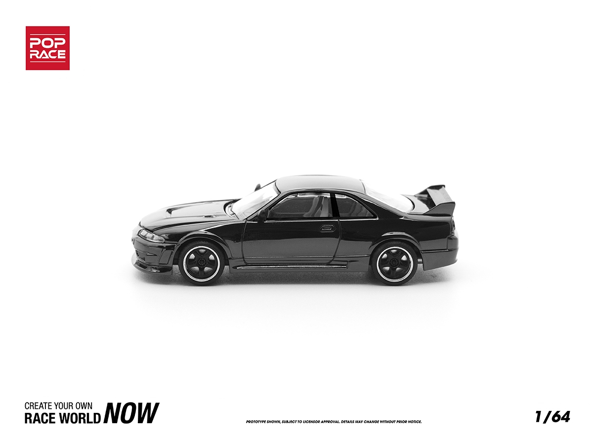 Nissan Skyline GT-R 1/64 ブラック Nissan Skyline GT-R R33 1:64 POP RACE Dark Chrome Series - 20 anos