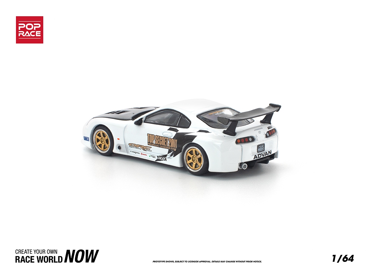 Toyota Supra GT300 TOP SECRET 1:64 POP RACE Branco - 20 anos! Loja