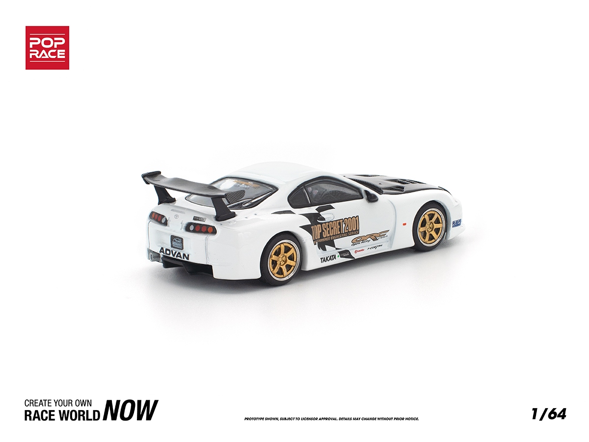 Toyota Supra GT300 TOP SECRET 1:64 POP RACE Branco - 20 anos! Loja