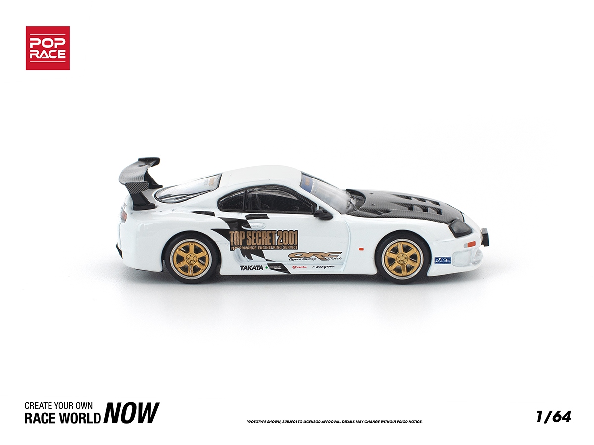 Toyota Supra GT300 TOP SECRET 1:64 POP RACE Branco - 20 anos! Loja