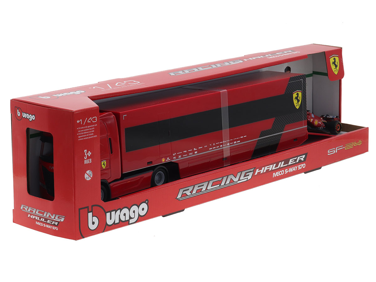 Iveco S-Way 570 + Fórmula Ferrari SF-24 Leclerc 2024 1:43 Bburago