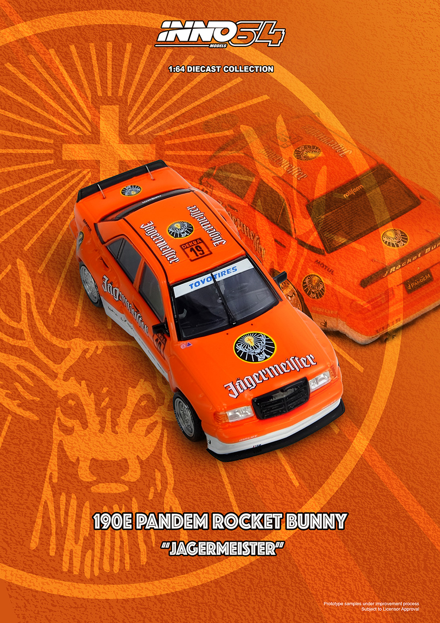 INNO 64 Pandem Rocket Bunny 190E チェイス Mercedes 190E Pandem ROCKET BUNNY Jagermeister 1:64 INNO64 - 20