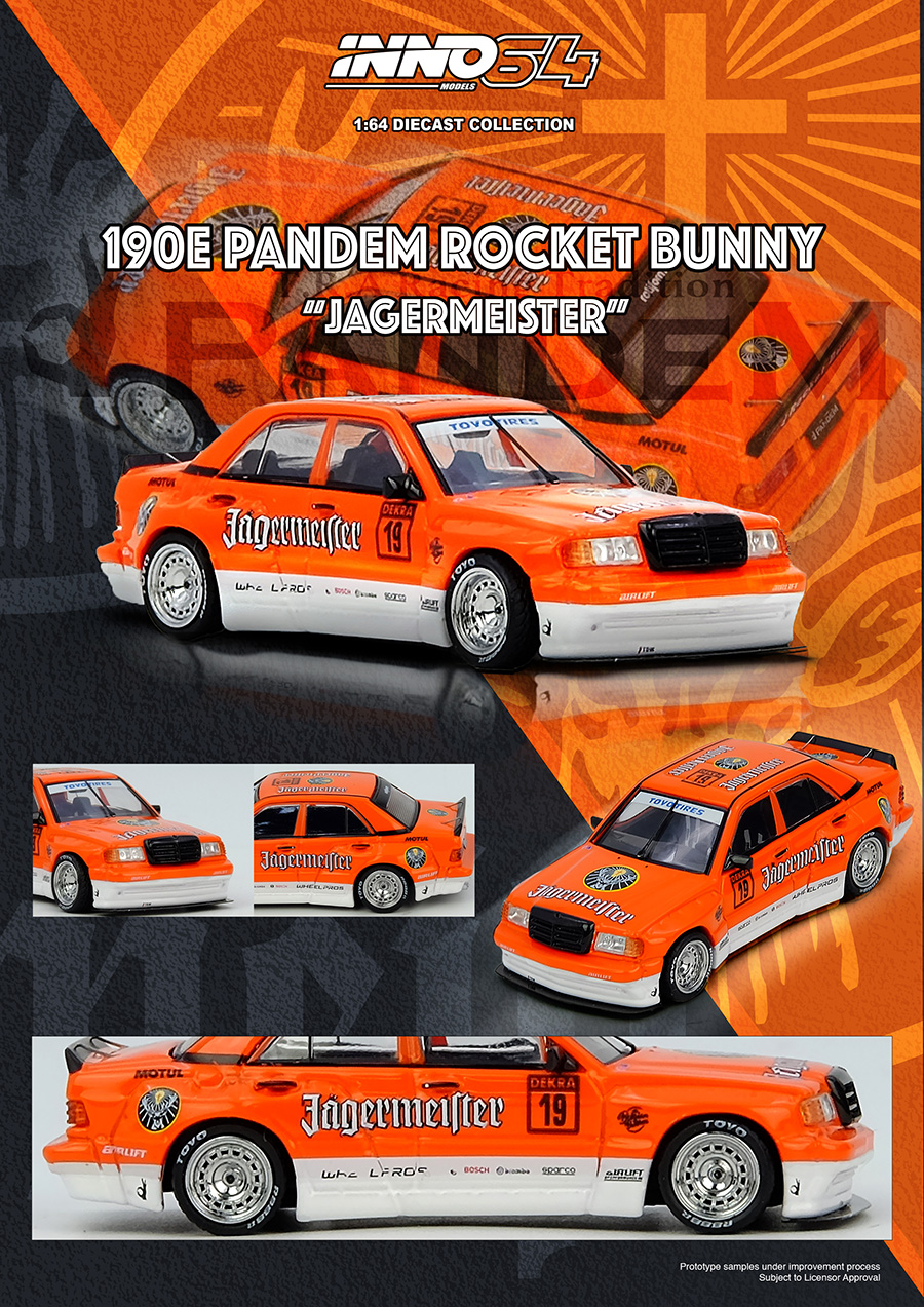 Mercedes 190E Pandem ROCKET BUNNY Jagermeister 1:64 INNO64 - 20