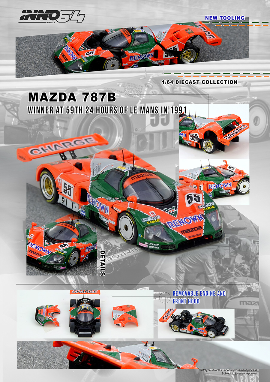 Mazda 787B Winner 24Hs LeMans 1991 1:64 INNO64 - 20 anos! Loja on