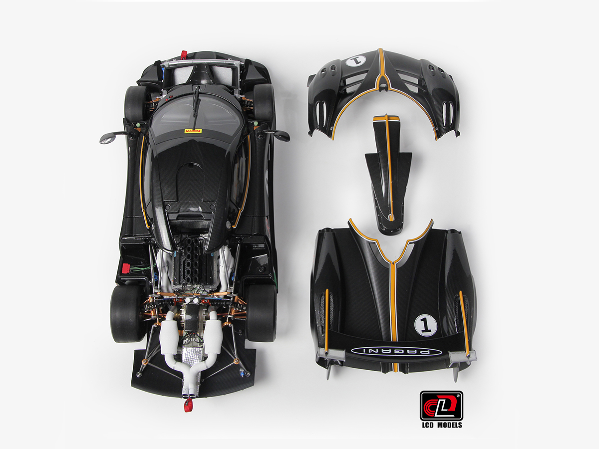 PRÉ-VENDA *** Pagani Huayra R 1:18 LCD Models Carbon Black - 20