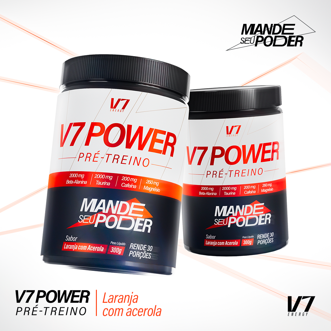 Pré-Treino V7 Power 300g – Laranja com Acerola – V7 Energy - V7